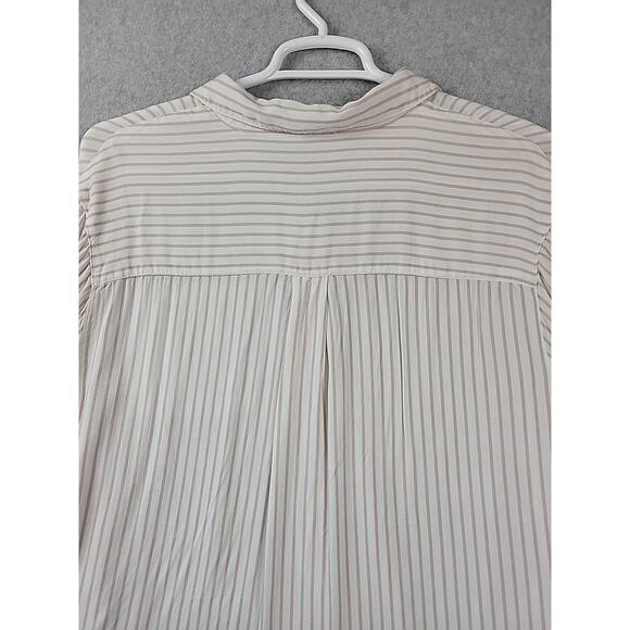 Torrid White Striped LS Button Up Beachy Casual Shirt Women's Plus 1X Stretch - Picture 7 of 12